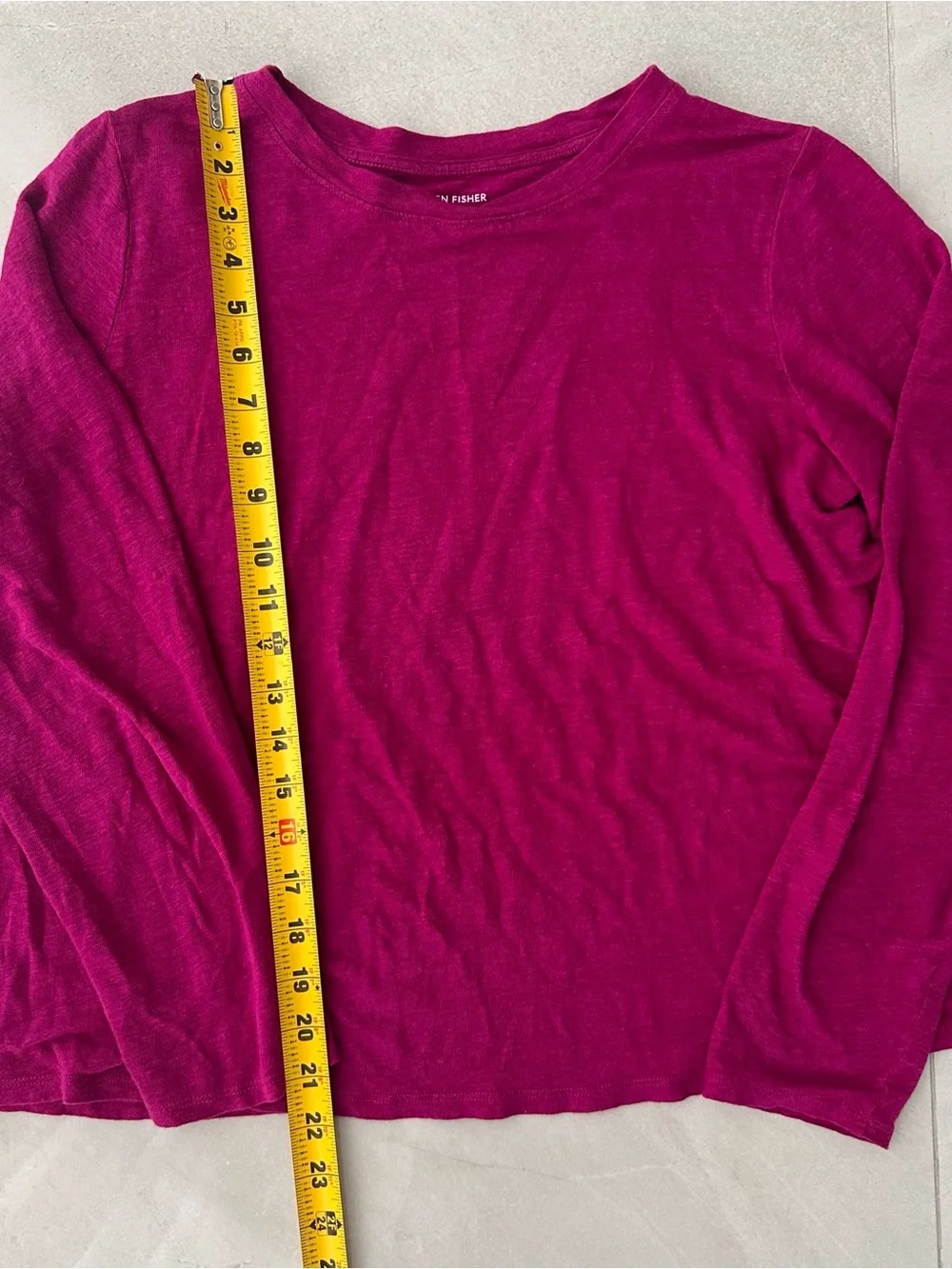Eileen Fisher set of 2 Linen Long-Sleeve Crewneck Tops - Fuchsia & Dark Green M - Picture 8 of 10